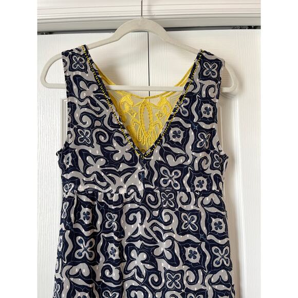 DESIGUAL Beaded Lace Navy/White Print Sleeveless Dress - Picture 5 of 6